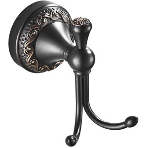 Sollbry - Oil Rubbed Bronze Double Coat Hooks, Antique Black Double Coat Hook, Retro Brass Coat Rack, Vintage Bathroom Accessory, Wall Mounted