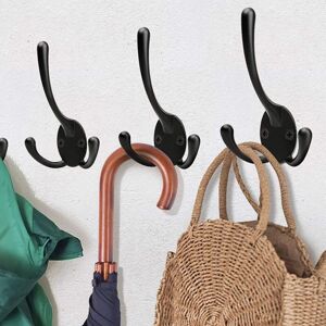 Pieces Wall Mounted Coat Rack Retro Double Coat Hook for Bathroom Kitchen Coat Rack (Black) - Sollbry