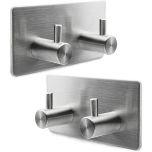 Self Adhesive Wall Hooks for Hanging, Wall Hanger 2 Hooks for Coats, Heavy Duty and Waterproof (Brushed, 2 Pack) - Sollbry