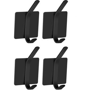 Sollbry - Stainless Steel Adhesive Hook, 4 Pieces Bathroom Wall Hooks No Drilling, Kitchen Towel Hook, Self Adhesive Hook, Hooks and Coat Hooks for