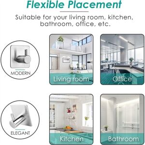 TLILY Towel Hooks 9 Pieces Racks, Self-Adhesive Adhesive Wall Made of Stainless Steel, for Toilet Kitchen