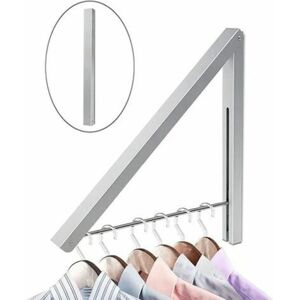 Ikodm - Wall Mounted Clothes Rack Foldable Wall Mounted Coat Rack Retractable Hanger Coat Rack Foldable Hanger Space Saving Invisible Drying Rack Door