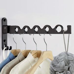 Black Wall Mounted Clothes Rack, Wall Hanger Foldable Drying Rack Hook Hanger for Balcony 90° Rotation Foldable Wall Mounted Clothes Rack for