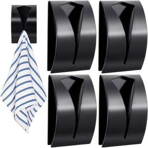 ZVD 4 Pcs Kitchen Towel Holder Grabber Self Adhesive, Stainless Steel Kitchen Towel Hook, No Drilling Wall Mount Towel Rack Towel Holder