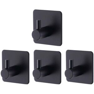 ZVD-4 Pieces Black Adhesive Wall Hooks, Adhesive Wall Hooks Bathroom Kitchen, Stainless Steel Adhesive Wall Hooks Self-Adhesive No Drilling
