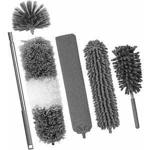 ZVD - 6 pièces Plumeau Poussiere Telescopique,plumeau Toile araignée,Plumeaux Microfibre Lavable Tête Nettoyage Différentes, Plumeau Télescopique