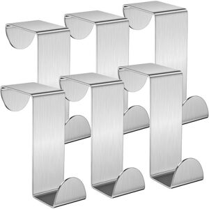 ZVD-Door Hook, Set of 6 Coat Hooks for Door Stainless Steel Door Hooks for Standard Door, Drawer, Cupboard Wardrobe, for Kitchen Bathroom Bedroom,