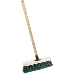 STORM TRADING GROUP 1 x Green 12" Strong PVC Bristle Broom With Wooden Handle Ideal For Driveways, Warehouses & Garages STORM TRADING GROUP 1 x Green 12" Strong PVC Bristle Broom With Wooden Handle Ideal For Driveways, Warehouses & Garages