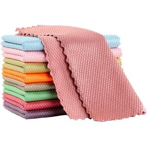 Gotrays - 10 Pack Microfiber Cleaning and Polishing Cloths Lint-Free Scale Pattern High Absorption for Kitchen and Home (Random Color) (2525cm) Gotrays - 10 Pack Microfiber Cleaning and Polishing Cloths Lint-Free Scale Pattern High Absorption for Kitchen and Home (Random Color) (2525cm)