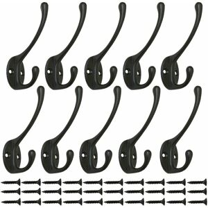 BRIDAY 10 Pieces Black Vintage Wardrobe Hooks, Wall Hooks Metal Hook Coat Hooks with 25pcs Screws for Door Hooks Door Kitchen Bathroom (Black) BRIDAY 10 Pieces Black Vintage Wardrobe Hooks, Wall Hooks Metal Hook Coat Hooks with 25pcs Screws for Door Hooks Door Kitchen Bathroom (Black)