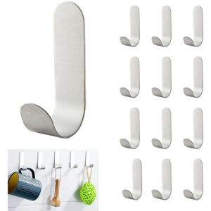 Aougo - 12 Pieces Wall Adhesive Hook, Stainless Steel Bathroom Towel Hook, No Drilling Adhesive Hook, Waterproof Self Adhesive Towel Holder for Aougo - 12 Pieces Wall Adhesive Hook, Stainless Steel Bathroom Towel Hook, No Drilling Adhesive Hook, Waterproof Self Adhesive Towel Holder for