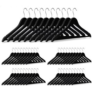 Wooden Clothes Hanger Set of 50, Pants Rail, Skirts, Dresses, Jackets, 360° Swivel Hook, Black - Relaxdays Wooden Clothes Hanger Set of 50, Pants Rail, Skirts, Dresses, Jackets, 360° Swivel Hook, Black - Relaxdays