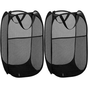 YMYNY 2-Piece Black Collapsible Laundry Basket, Laundry Hamper, Clothes Storage Basket, Portable Basket for Dirty Clothes mumu YMYNY 2-Piece Black Collapsible Laundry Basket, Laundry Hamper, Clothes Storage Basket, Portable Basket for Dirty Clothes mumu