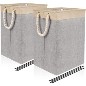 Héloise - 2 Pieces Laundry Basket Laundry Hamper Storage Basket Dirty Clothes Laundry Basket with Rope Handles with 4 Hooks Hanging Racks Bathroom Héloise - 2 Pieces Laundry Basket Laundry Hamper Storage Basket Dirty Clothes Laundry Basket with Rope Handles with 4 Hooks Hanging Racks Bathroom