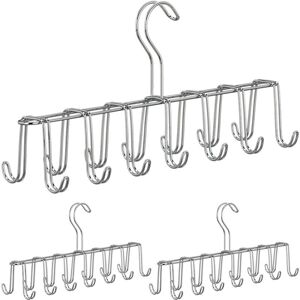 Set of 3 Relaxdays Belt Holders, Modern Metal Tie Rack, Compact, 14 Hooks, Wardrobe Organiser, Silver Set of 3 Relaxdays Belt Holders, Modern Metal Tie Rack, Compact, 14 Hooks, Wardrobe Organiser, Silver