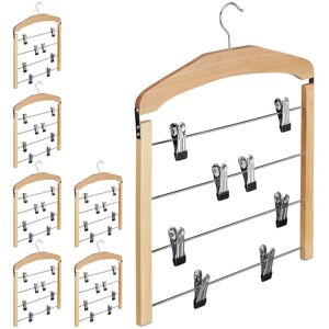 Set of 7 Relaxdays Multiple Trouser Hangers, Wooden Coat Hanger with Rail, Non-Slip Bars, HWD 45.5 x 39 x 2.5 cm Set of 7 Relaxdays Multiple Trouser Hangers, Wooden Coat Hanger with Rail, Non-Slip Bars, HWD 45.5 x 39 x 2.5 cm