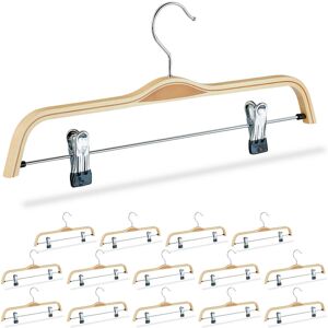 RELAXDAYS 15 x Wooden Pants Hangers, Adjustable Coated Clamps, 360° Swivel Hooks, 37 cm Wide, Natural RELAXDAYS 15 x Wooden Pants Hangers, Adjustable Coated Clamps, 360° Swivel Hooks, 37 cm Wide, Natural