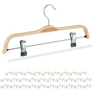 RELAXDAYS 30 x Wooden Pants Hangers, Adjustable Coated Clamps, 360° Swivel Hooks, 37 cm Wide, Natural RELAXDAYS 30 x Wooden Pants Hangers, Adjustable Coated Clamps, 360° Swivel Hooks, 37 cm Wide, Natural