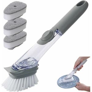 HOOPZI 3 In 1 Cleaning Brush With Detergent Dispenser Cleaning Brush, With 3 Cleaning Sponges And A Spare Jar And A Dish Brush (Gray) HOOPZI 3 In 1 Cleaning Brush With Detergent Dispenser Cleaning Brush, With 3 Cleaning Sponges And A Spare Jar And A Dish Brush (Gray)