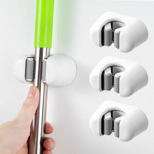 3-Piece Wall-Mounted Broom Holder - Mop Holder/Wall-Mounted Broom Holder, Heavy-Duty Self-Adhesive Cleaning Supply Organizer 3-Piece Wall-Mounted Broom Holder - Mop Holder/Wall-Mounted Broom Holder, Heavy-Duty Self-Adhesive Cleaning Supply Organizer
