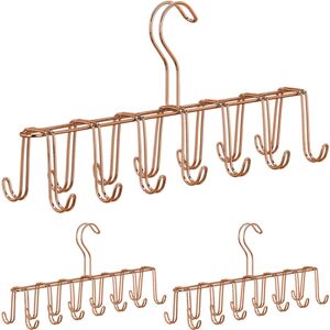 Set of 3 Relaxdays Belt Holders, Modern Metal Tie Rack, Compact, 14 Hooks, Wardrobe Organiser, Copper Set of 3 Relaxdays Belt Holders, Modern Metal Tie Rack, Compact, 14 Hooks, Wardrobe Organiser, Copper