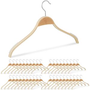 Set of 40 Relaxdays Wooden Clothes Hangers, Anti-Slip Slats, 360° Swivel Hooks, Wardrobe Organisers, 40 cm, Natural Set of 40 Relaxdays Wooden Clothes Hangers, Anti-Slip Slats, 360° Swivel Hooks, Wardrobe Organisers, 40 cm, Natural