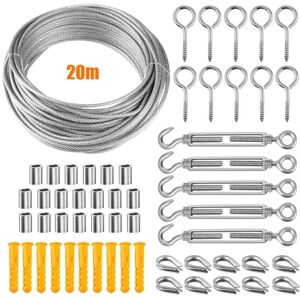 TINOR 304 Stainless Steel Rope Hanging Kit, Nylon Coated Stainless Steel Cable, pvc Steel Cable Turnbuckle, For Tent Rope, Clothesline, Outdoor Chandelier, TINOR 304 Stainless Steel Rope Hanging Kit, Nylon Coated Stainless Steel Cable, pvc Steel Cable Turnbuckle, For Tent Rope, Clothesline, Outdoor Chandelier,