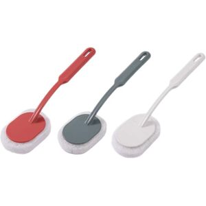 Memkey - 3-Piece Sponge Brush with Long Handle, Sponge Cleaning Brush, Scrubber Brush for Bathroom, Tile, Toilet Memkey - 3-Piece Sponge Brush with Long Handle, Sponge Cleaning Brush, Scrubber Brush for Bathroom, Tile, Toilet