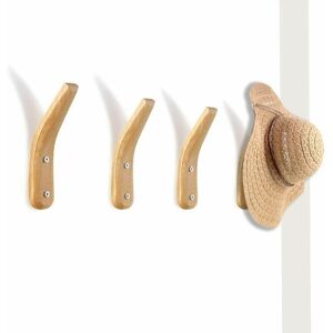 Orchidée - 4 Pieces Wall Mounted Wooden Coat Hooks Natural Wood Wall Mount Simple Modern v Shaped Wall Mounted Storage Coat Rack for Hanging Coats Orchidée - 4 Pieces Wall Mounted Wooden Coat Hooks Natural Wood Wall Mount Simple Modern v Shaped Wall Mounted Storage Coat Rack for Hanging Coats