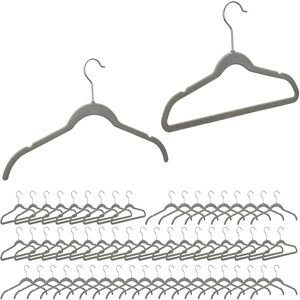 Set of 60 Relaxdays Velvet Clothes Hangers, Compact Storage, Non-Slip Velour Cover, 360° Swivel Hook, Suit, Pants, Grey Set of 60 Relaxdays Velvet Clothes Hangers, Compact Storage, Non-Slip Velour Cover, 360° Swivel Hook, Suit, Pants, Grey