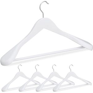 Suit Hangers Set of 5, Wide Shoulders, 360° Swivel Hooks, Pants Rail, Wooden Coat Hangers, White - Relaxdays Suit Hangers Set of 5, Wide Shoulders, 360° Swivel Hooks, Pants Rail, Wooden Coat Hangers, White - Relaxdays