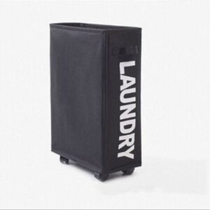 MCBOSON 42-liter folding laundry basket - black with 4 wheels, laundry collector, rectangular laundry tub for storing clothes at home MCBOSON 42-liter folding laundry basket - black with 4 wheels, laundry collector, rectangular laundry tub for storing clothes at home