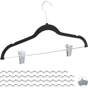 48 x Relaxdays Velvet Coat Hangers with Clamps, 360° Swivel Hooks, Trouser Rail, 43 cm, Black 48 x Relaxdays Velvet Coat Hangers with Clamps, 360° Swivel Hooks, Trouser Rail, 43 cm, Black