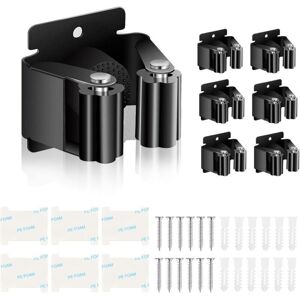 TEHTUY 6-Piece Broom Holder Set, Wall-Mounted Broom Hooks, Mop Holders for Bathroom, Kitchen, Garden, Garage, Office TEHTUY 6-Piece Broom Holder Set, Wall-Mounted Broom Hooks, Mop Holders for Bathroom, Kitchen, Garden, Garage, Office