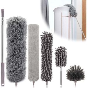Mumu - 6-piece telescopic duster, wolf head length 25–252 cm, washable microfiber duster, spider web broom, various telescopic dusters for ceilings, Mumu - 6-piece telescopic duster, wolf head length 25–252 cm, washable microfiber duster, spider web broom, various telescopic dusters for ceilings,