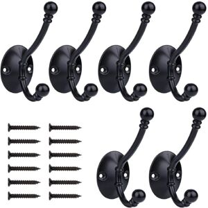 Cyslmuk - 6 Pieces Coat Hook, Retro Coat Hook Wall Mounted Coat Rack Metal Door Hook for Bathroom Kitchen Bedroom Entryway, Black Cyslmuk - 6 Pieces Coat Hook, Retro Coat Hook Wall Mounted Coat Rack Metal Door Hook for Bathroom Kitchen Bedroom Entryway, Black