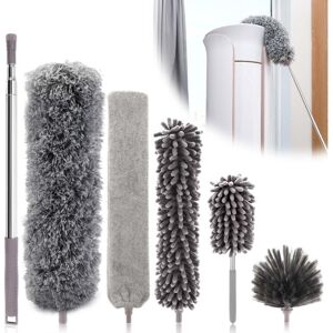 WOIYIC 6 Pieces Telescopic Feather Duster, Wolf Head 25-252cm, Washable Microfiber, Spider Web Broom, For Ceilings, Furniture, Blinds WOIYIC 6 Pieces Telescopic Feather Duster, Wolf Head 25-252cm, Washable Microfiber, Spider Web Broom, For Ceilings, Furniture, Blinds