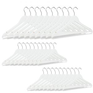 Wooden Clothes Hanger Set of 30, Pants Rail, Skirts, Dresses, Jackets, 360° Swivel Hook, White - Relaxdays Wooden Clothes Hanger Set of 30, Pants Rail, Skirts, Dresses, Jackets, 360° Swivel Hook, White - Relaxdays