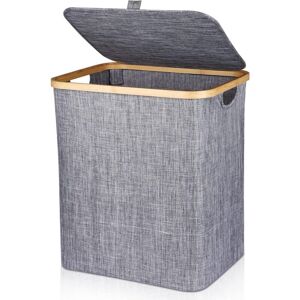 Linghhang - 60L Laundry Basket Foldable Laundry Hamper Bamboo Laundry Basket Laundry Box with Lid & Handle, Rectangular Dirty Laundry Basket for Linghhang - 60L Laundry Basket Foldable Laundry Hamper Bamboo Laundry Basket Laundry Box with Lid & Handle, Rectangular Dirty Laundry Basket for