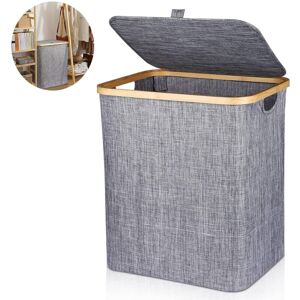 CSPARKV 60L Laundry Basket Foldable Laundry Hamper Bamboo Laundry Basket Laundry Box with Lid & Handle, Rectangular Dirty Laundry Basket for Dirty Clothes, CSPARKV 60L Laundry Basket Foldable Laundry Hamper Bamboo Laundry Basket Laundry Box with Lid & Handle, Rectangular Dirty Laundry Basket for Dirty Clothes,
