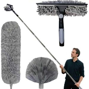 TORMATOR 6m telescopic duster, telescopic duster head with adjustable extension 1.5-6m, duster head with spider brush, window squeegee, duster head TORMATOR 6m telescopic duster, telescopic duster head with adjustable extension 1.5-6m, duster head with spider brush, window squeegee, duster head