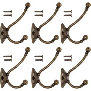 LINGHHANG 6PCS Vintage Wall Mounted Coat Hooks Metal Door Hat Hook Retro Hook for Coat Rack Bathroom Kitchen Cast Iron Brass Bronze Design (Contains Screws) LINGHHANG 6PCS Vintage Wall Mounted Coat Hooks Metal Door Hat Hook Retro Hook for Coat Rack Bathroom Kitchen Cast Iron Brass Bronze Design (Contains Screws)