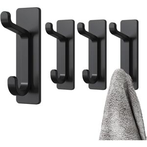 BEIJIYI Adhesive Wall Hook, Bathroom Towel Holder, Kitchen Towel Holder, Adhesive Coat Hook, Wall Mounted No Drilling, Waterproof, Rustproof, Black, 4 Pieces BEIJIYI Adhesive Wall Hook, Bathroom Towel Holder, Kitchen Towel Holder, Adhesive Coat Hook, Wall Mounted No Drilling, Waterproof, Rustproof, Black, 4 Pieces