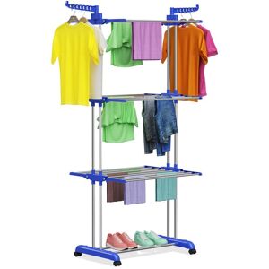 Bigzzia - Clothes Drying Rack 4-Tier Folding Clothes Airer,Laundry Drying Rack Collapsible Clothes Rack, blue Bigzzia - Clothes Drying Rack 4-Tier Folding Clothes Airer,Laundry Drying Rack Collapsible Clothes Rack, blue