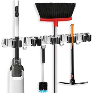 Odipie - Broom holder wall device holder wall mount with 5 holders and 4 hooks mop holder self-adhesive for garden garage bathroom Odipie - Broom holder wall device holder wall mount with 5 holders and 4 hooks mop holder self-adhesive for garden garage bathroom