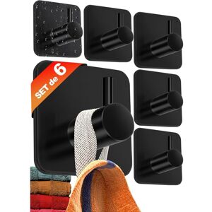 Ccykxa - Adhesive Wall Hook - 6 pcs. Black Bathroom Towel Hook, Kitchen Towel Hook - Bathroom Towel Holder Ccykxa - Adhesive Wall Hook - 6 pcs. Black Bathroom Towel Hook, Kitchen Towel Hook - Bathroom Towel Holder