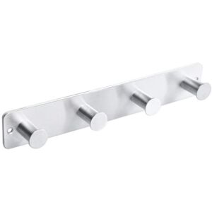 Ccykxa - Coat hook rack, 4 wall-mounted towel hooks, wall mounting without drilling, adhesive, stainless steel, 25x4x3 cm, matt Ccykxa - Coat hook rack, 4 wall-mounted towel hooks, wall mounting without drilling, adhesive, stainless steel, 25x4x3 cm, matt