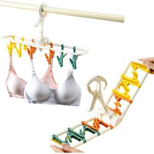 CCYKXA Pack Portable Foldable Hangers with Clips for Socks, 360° Rotating Hooks for Towels, Bras, Clothes, Plastic Gloves, White CCYKXA Pack Portable Foldable Hangers with Clips for Socks, 360° Rotating Hooks for Towels, Bras, Clothes, Plastic Gloves, White