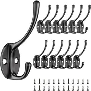 Ccykxa - a (Black)12 Pieces Wall Hooks, Coat Hooks with Screws, Vintage Metal Double Coat Hooks, Lightweight and Practical Coat Hooks, for Bedroom, Ccykxa - a (Black)12 Pieces Wall Hooks, Coat Hooks with Screws, Vintage Metal Double Coat Hooks, Lightweight and Practical Coat Hooks, for Bedroom,