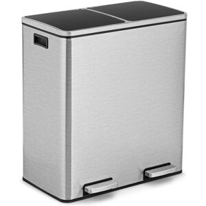 COSTWAY 2x30L Recycling Pedal Bin Double Kitchen Waste Bin with Plastic Inner Buckets COSTWAY 2x30L Recycling Pedal Bin Double Kitchen Waste Bin with Plastic Inner Buckets